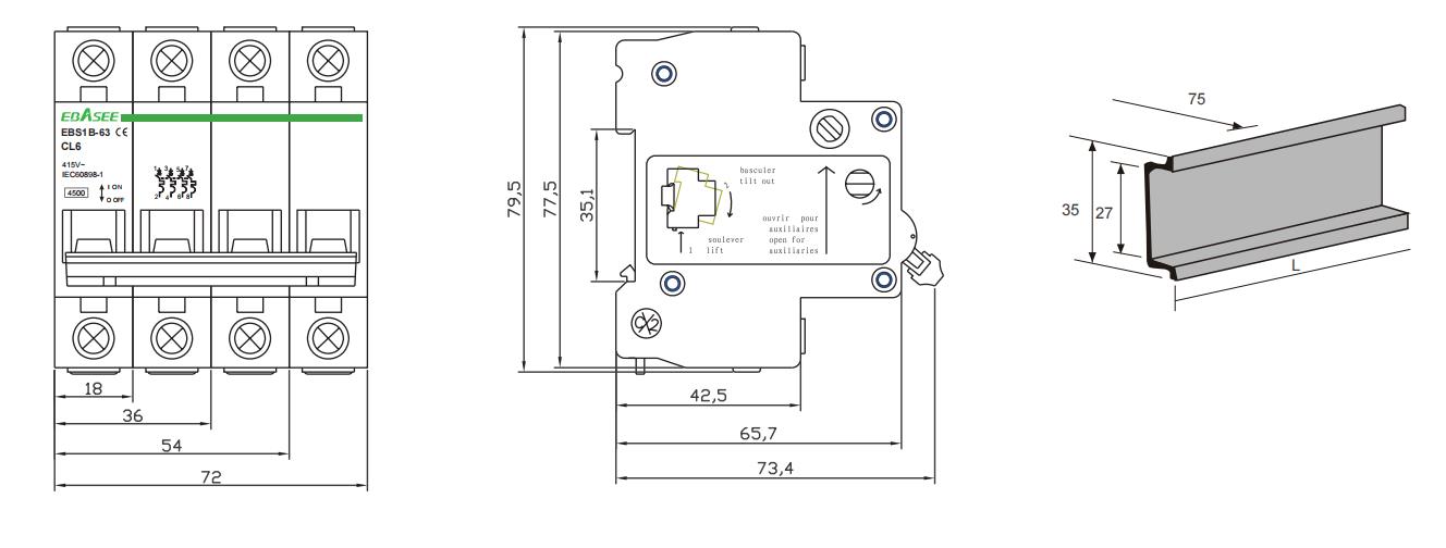 EBS1B CL Mini Circuit-Breaker Dimensions