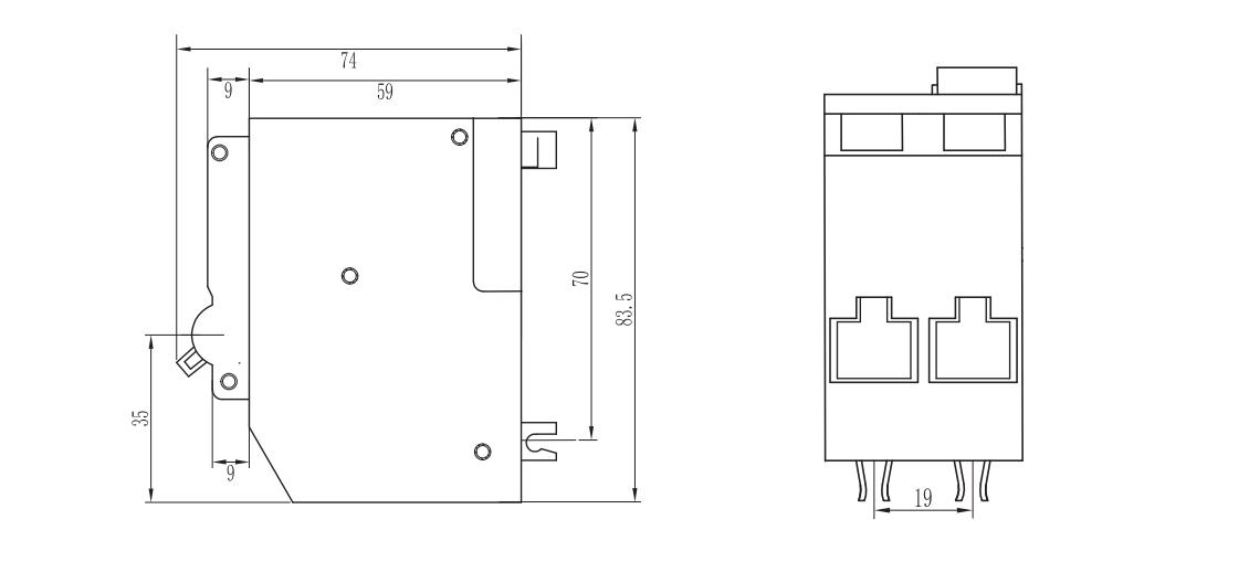 EBS1BP Plug on Circuit Breaker Dimensions