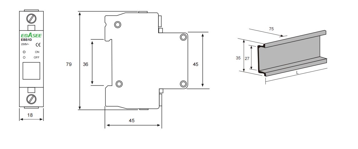 EBS1D Indicating Light Dimensions