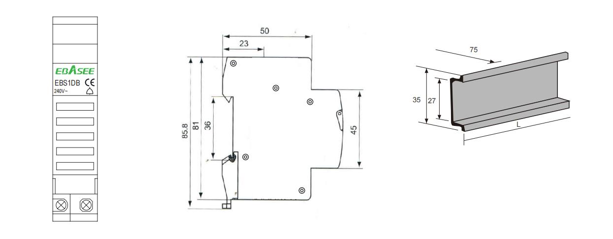 EBS1DB Electric Bell Dimensions