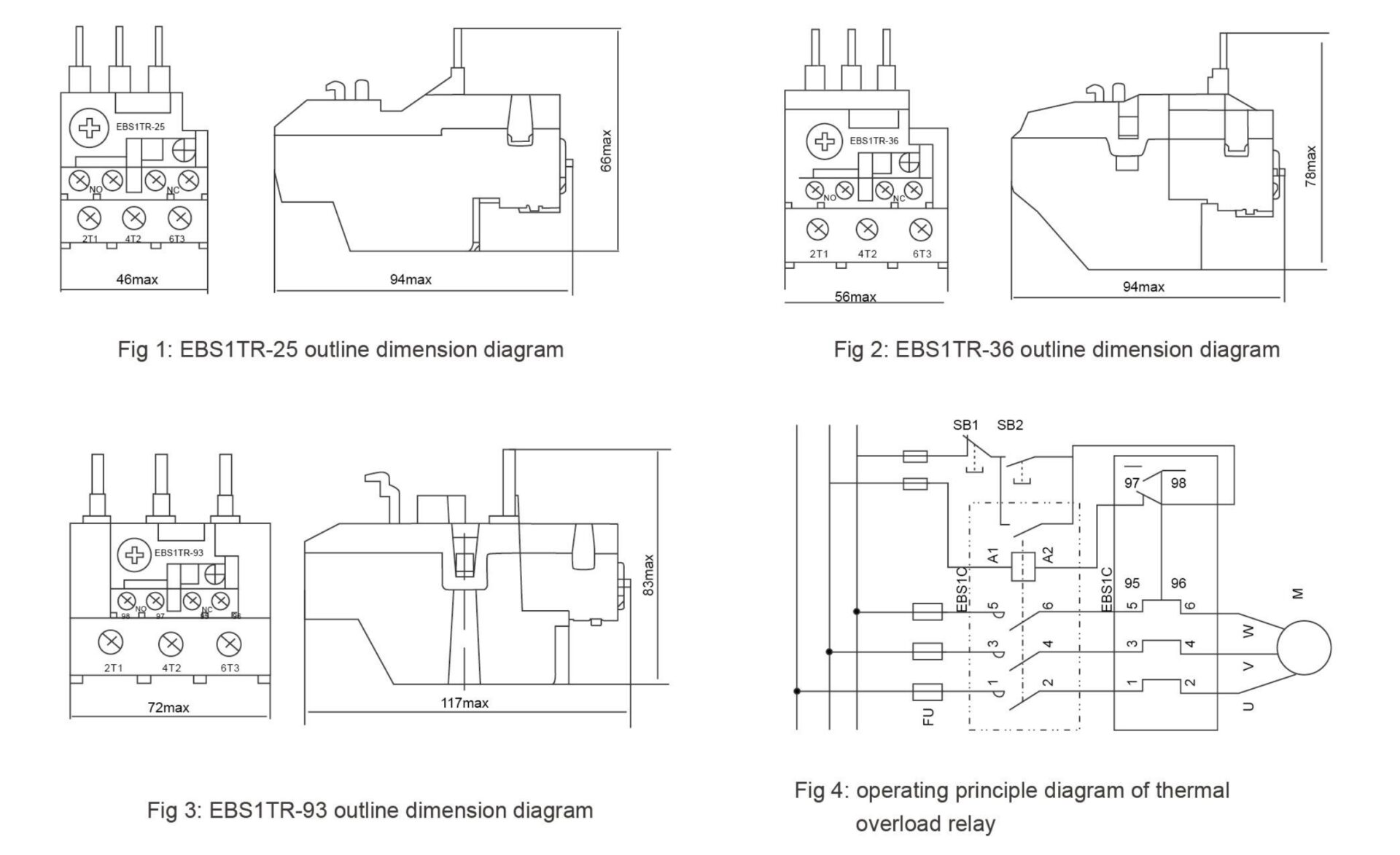 EBS1TR Thermal Relay dimension