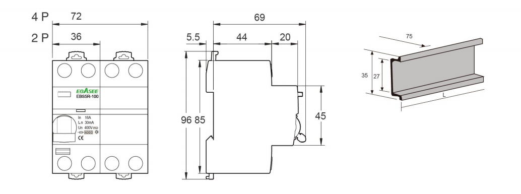 EBS5R-100 dimensions