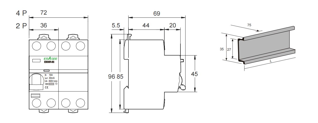 EBS5R Residual Current Circuit Breaker