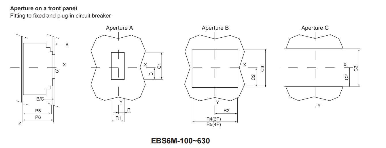 EBS6M Moulded Case Circuit Breaker Dimensions