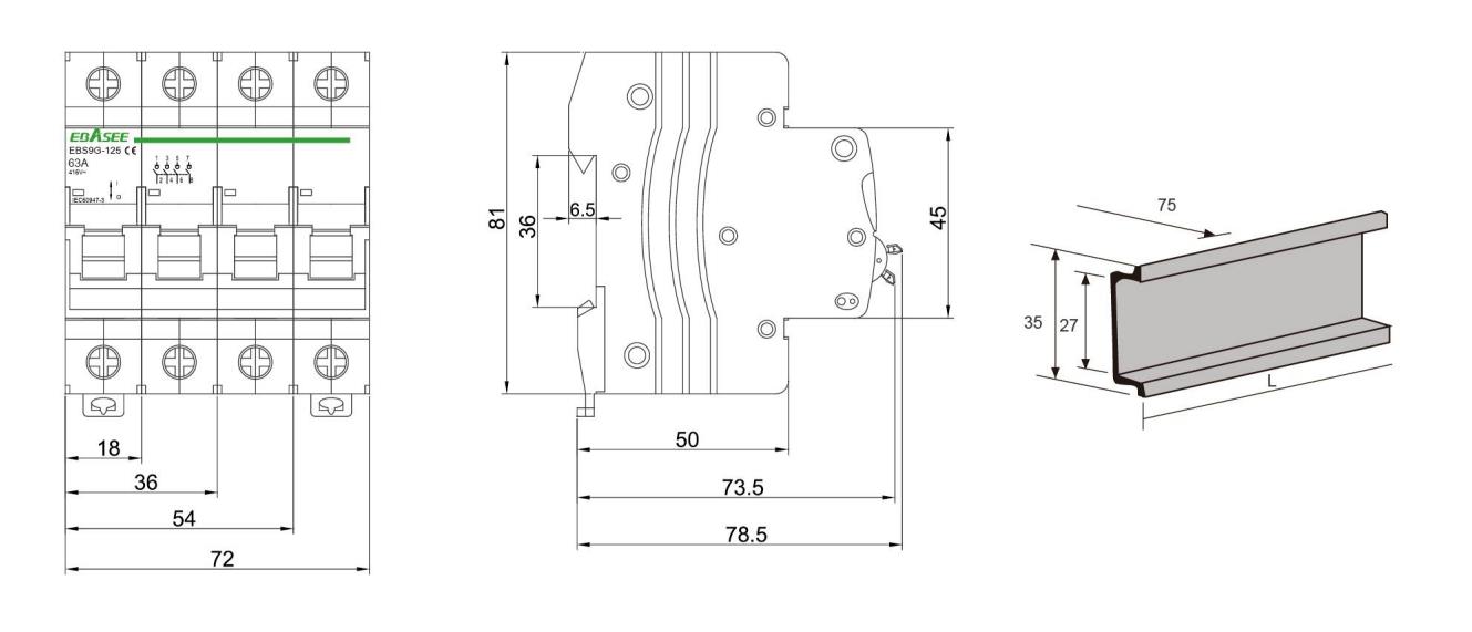 EBS9G-125 Isolator Dimensions