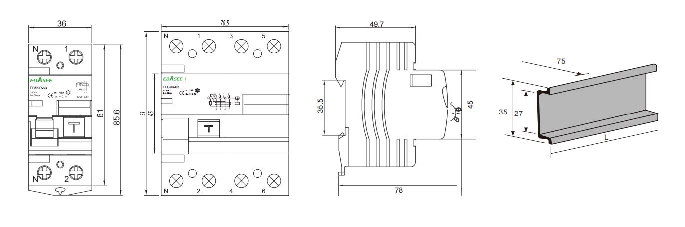 EBS9R-63 Residual Current Circuit Breaker