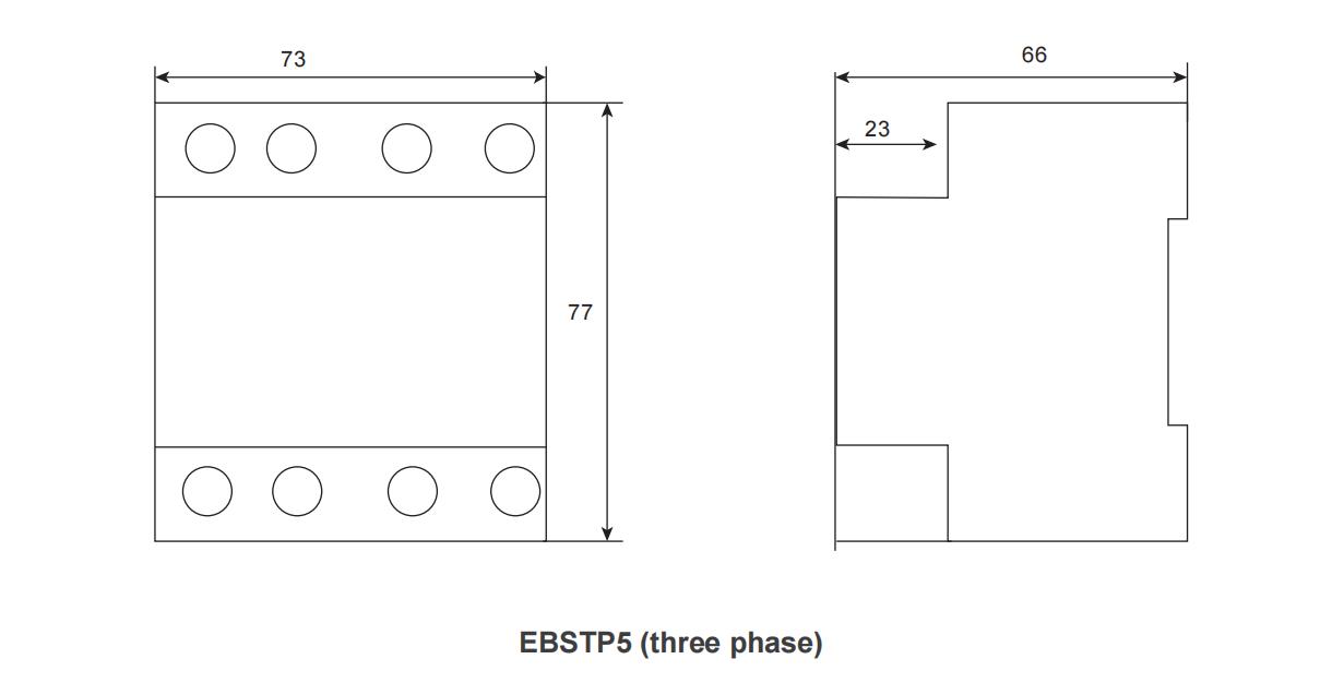 EBSTP5 Over and Under Voltage Protector Dimensions