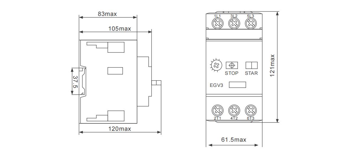 EGV3 Motor Protection Circuit Breaker Dimensions