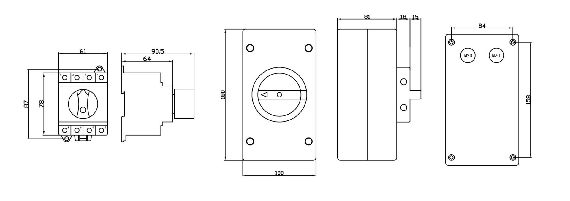 ELR2 DC Isolator Switch Dimension