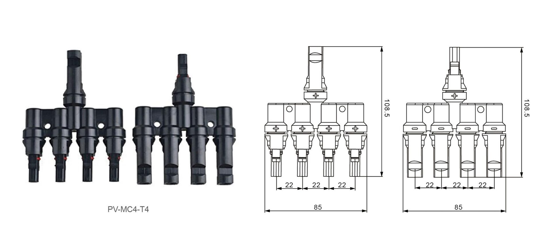 PV-MC4T Photovoltaic DC connector Dimension