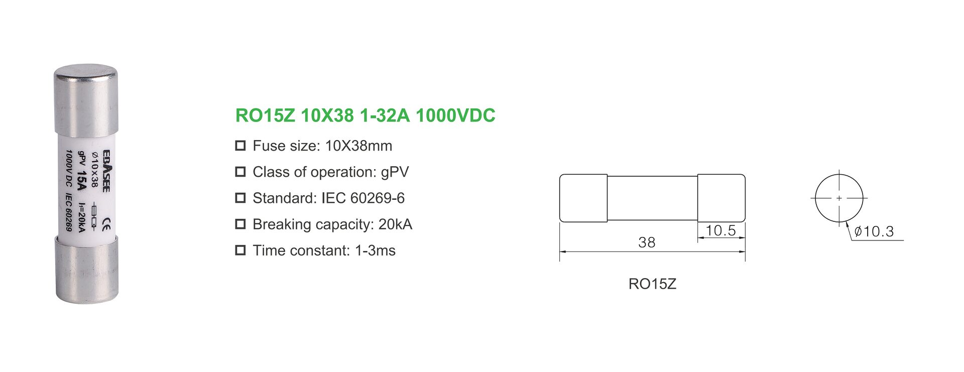 RT18Z DC Fuse Dimension