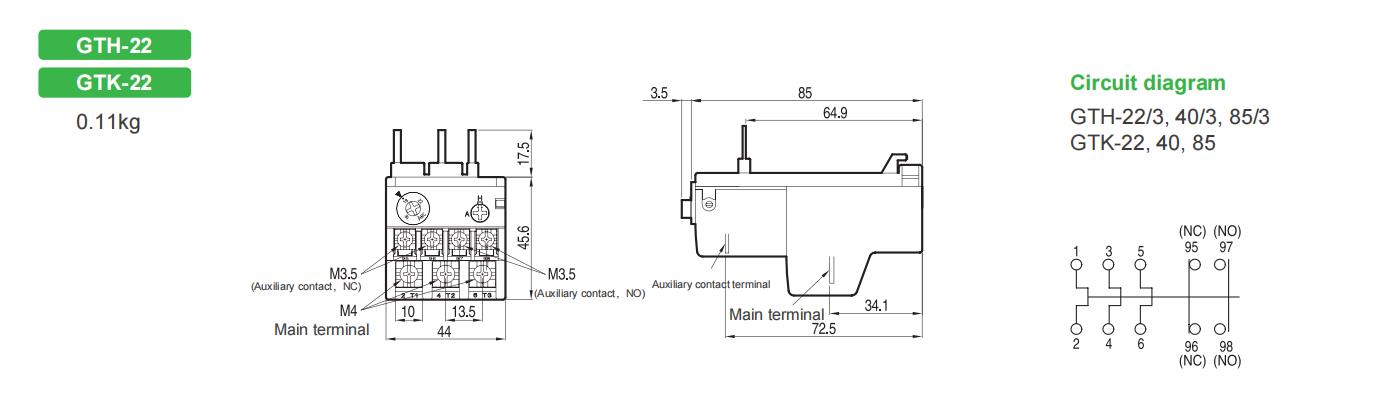 GTH Thermal Relay Dimensions 1