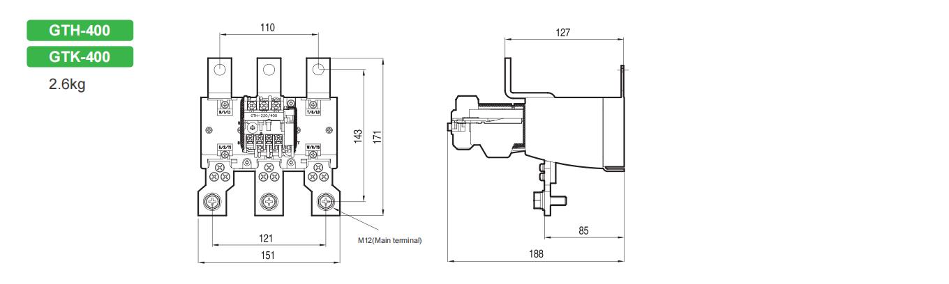 GTH Thermal Relay Dimensions 1