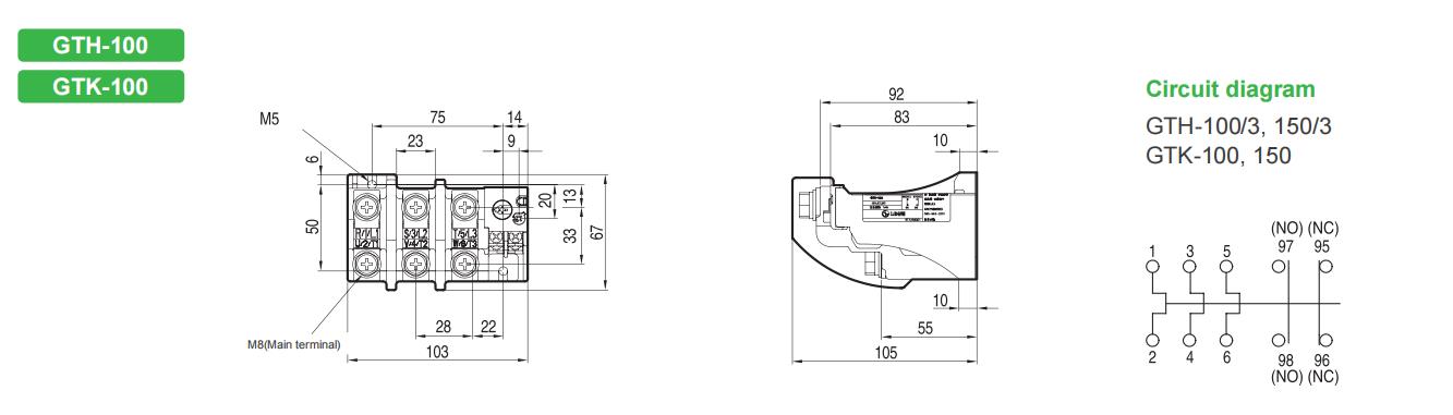 GTH Thermal Relay Dimensions 1