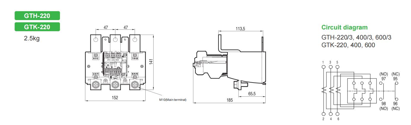 GTH Thermal Relay Dimensions 1