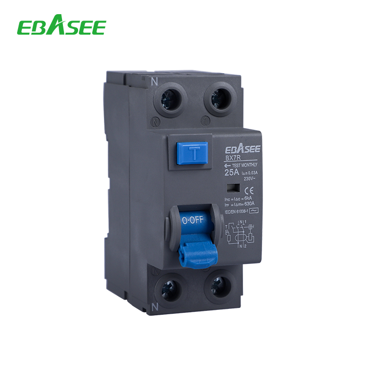 EBASEE BX7R Black 25A 2P Residual Current Circuit Breaker