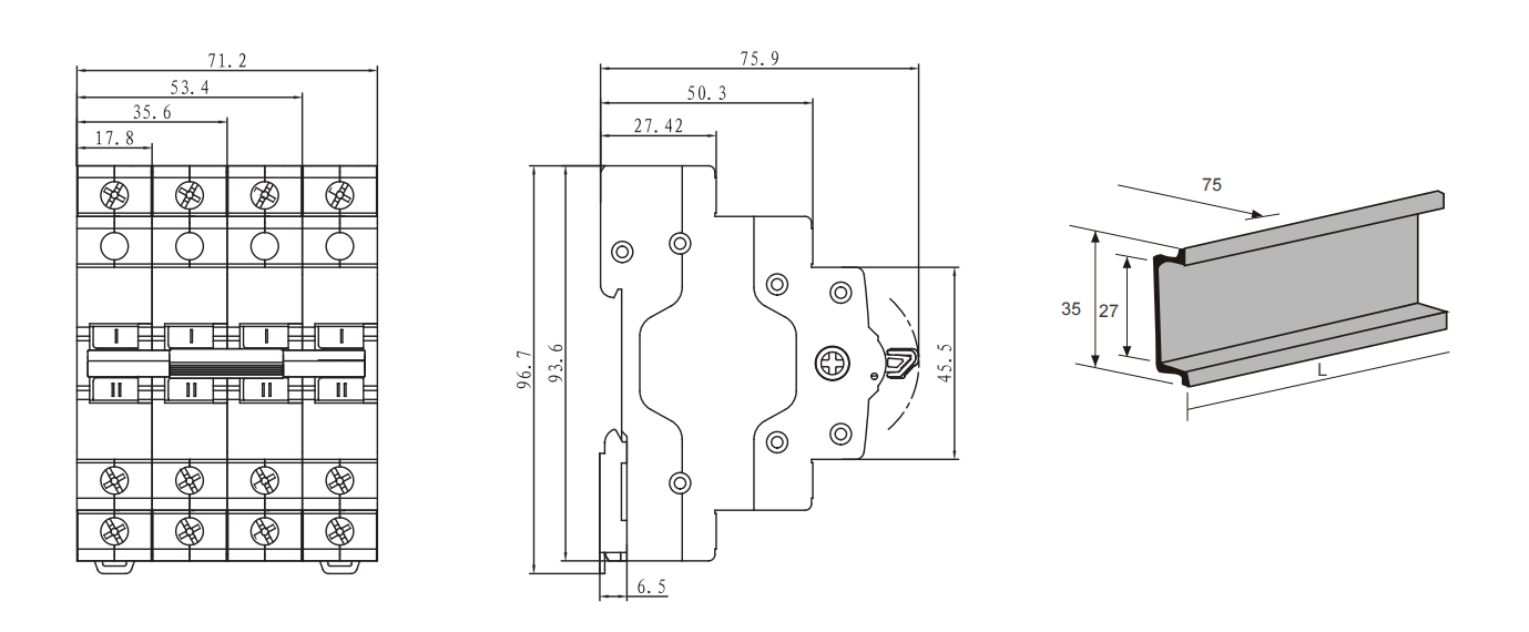 BX9G-63 Isolating Switch Dimension