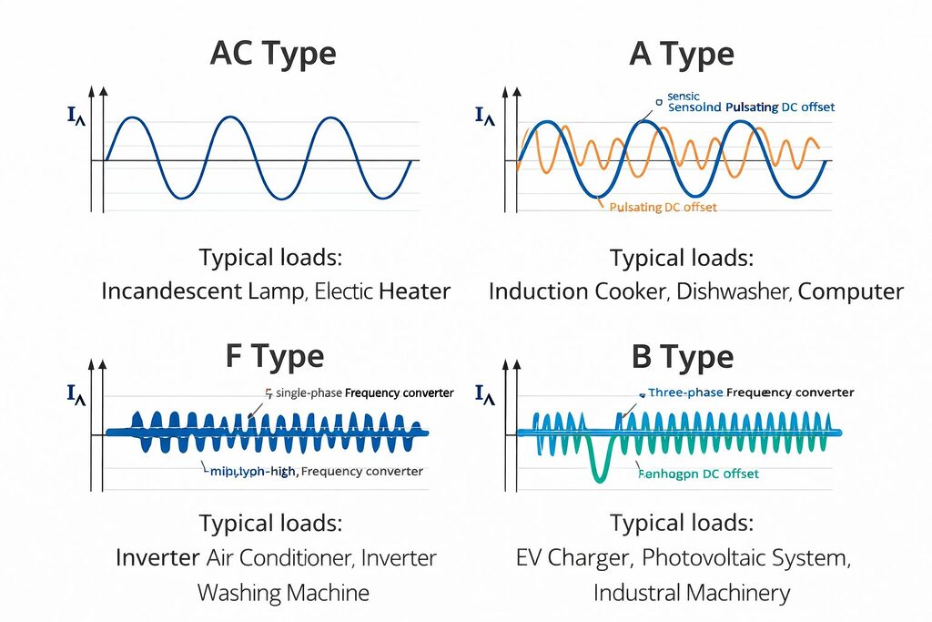 RCCB leakage type waveform diagram