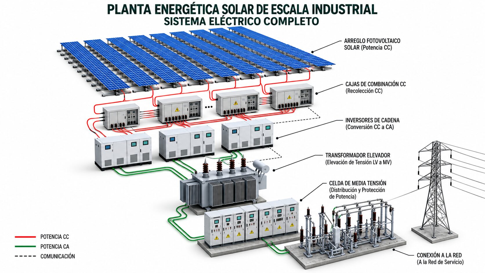 INDUSTRIAL-SCALE SOLAR POWER PLANT COMPLETE ELECTRICAL SYSTEM