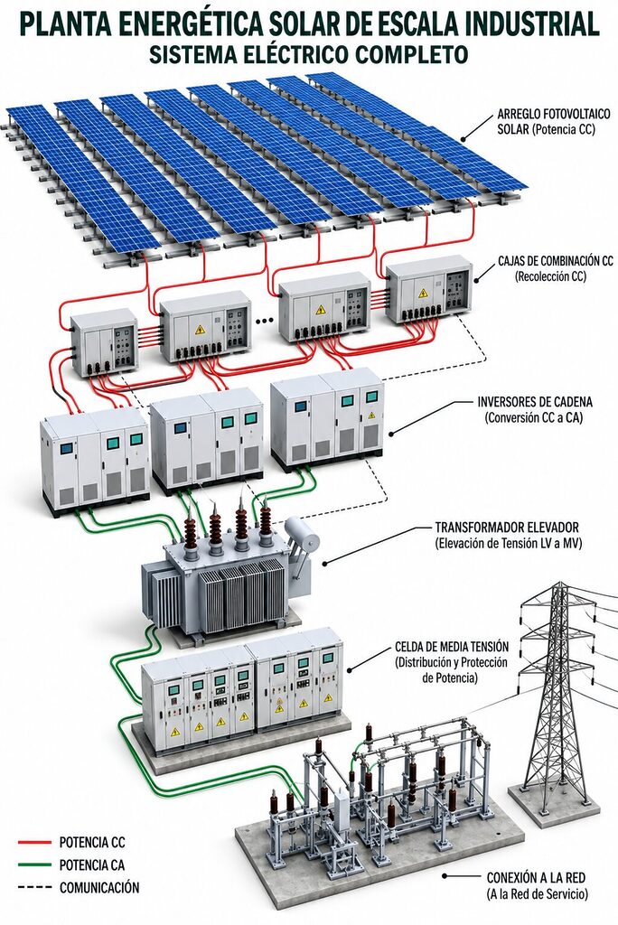 INDUSTRIAL-SCALE SOLAR POWER PLANT COMPLETE ELECTRICAL SYSTEM