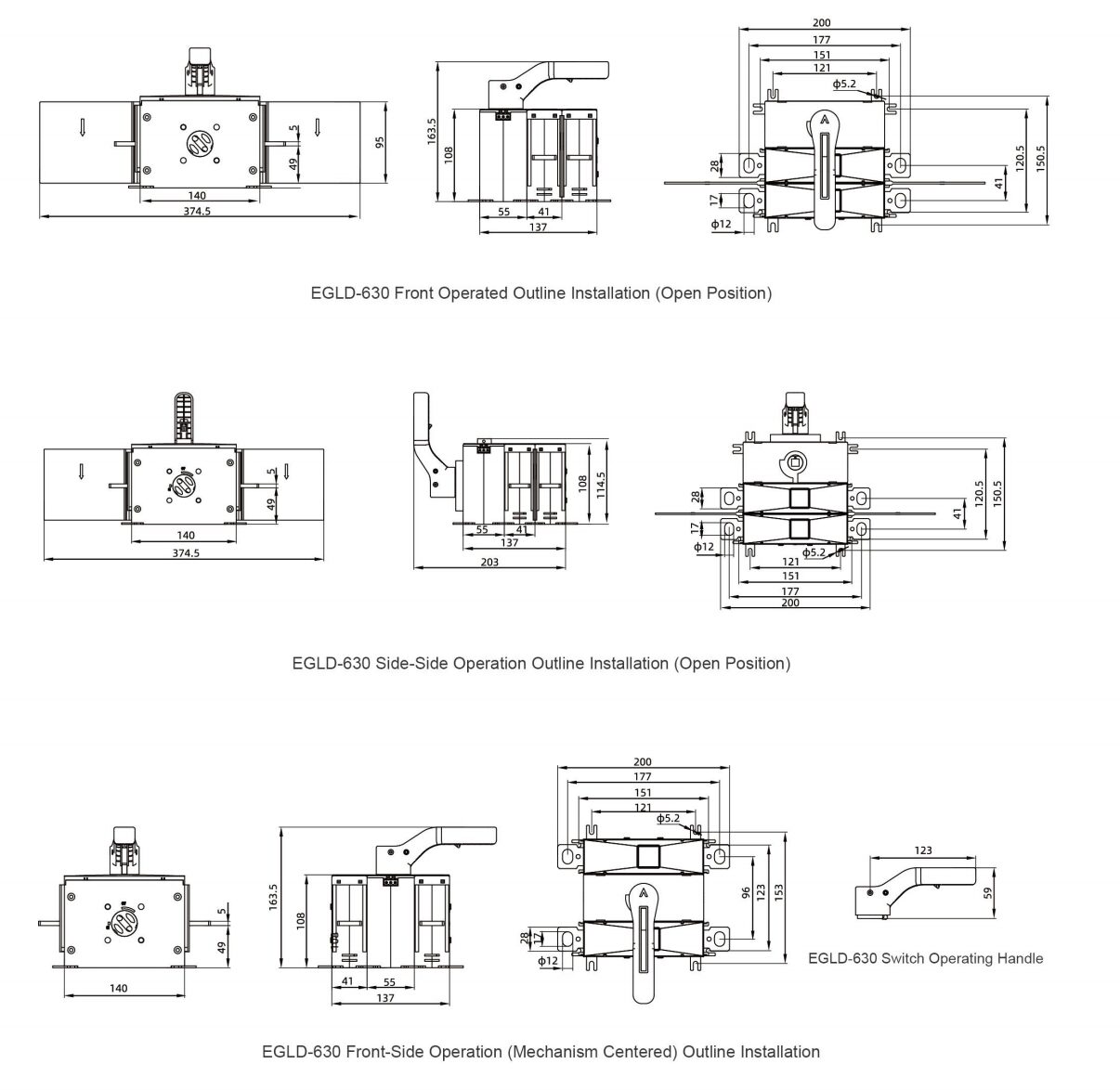 EGLD DC Isolator Switch Dimension