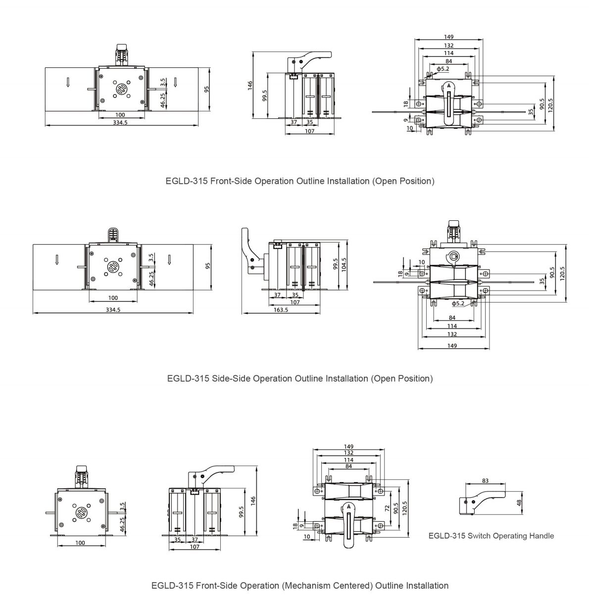 EGLD DC Isolator Switch Dimension