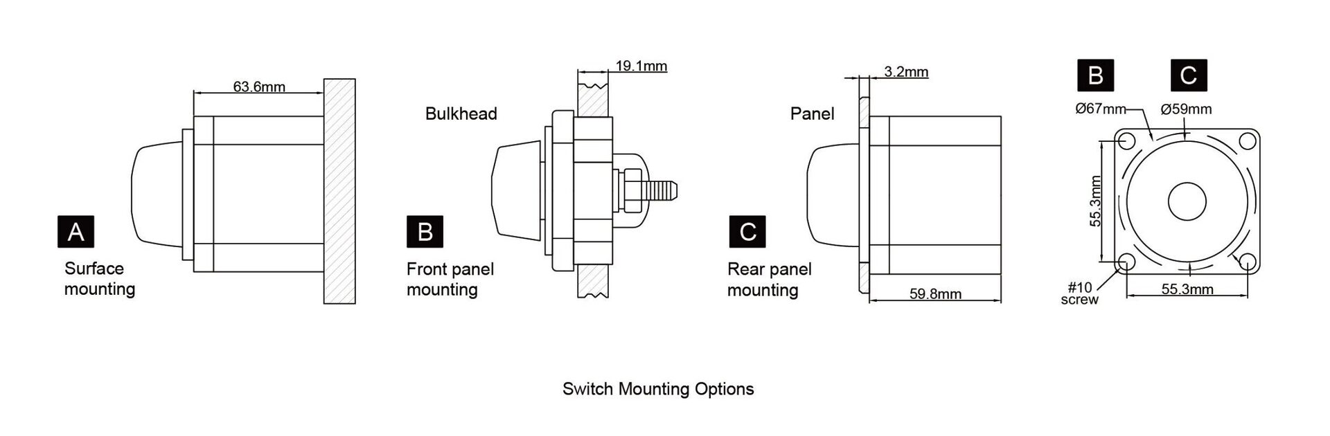G6008 Battery Switch Dimension